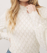 Aaron & Amber - BRUSHED LACE MOCK NECK TOP