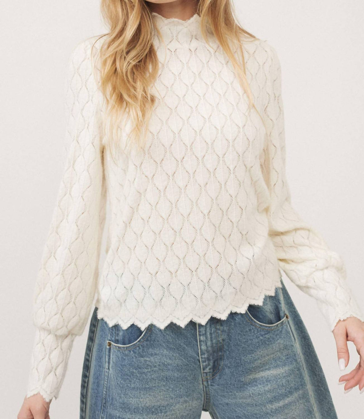 Aaron & Amber - BRUSHED LACE MOCK NECK TOP
