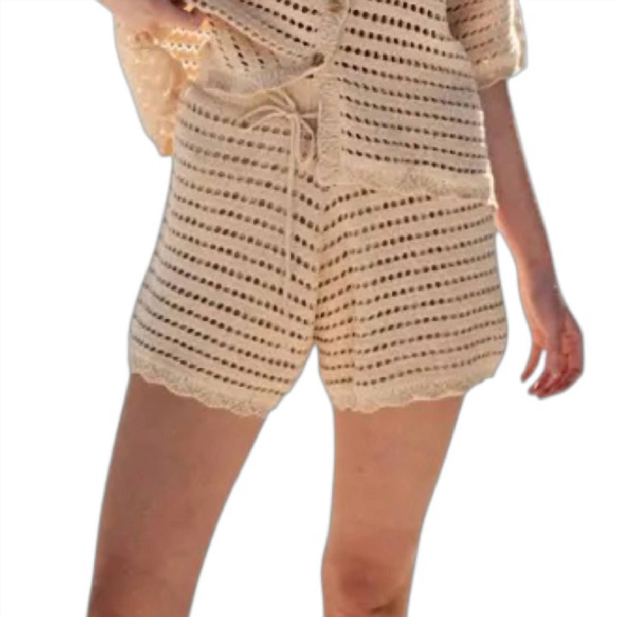 Aaron & Amber - Button Down Collared Knit Shirts And Shorts Sets