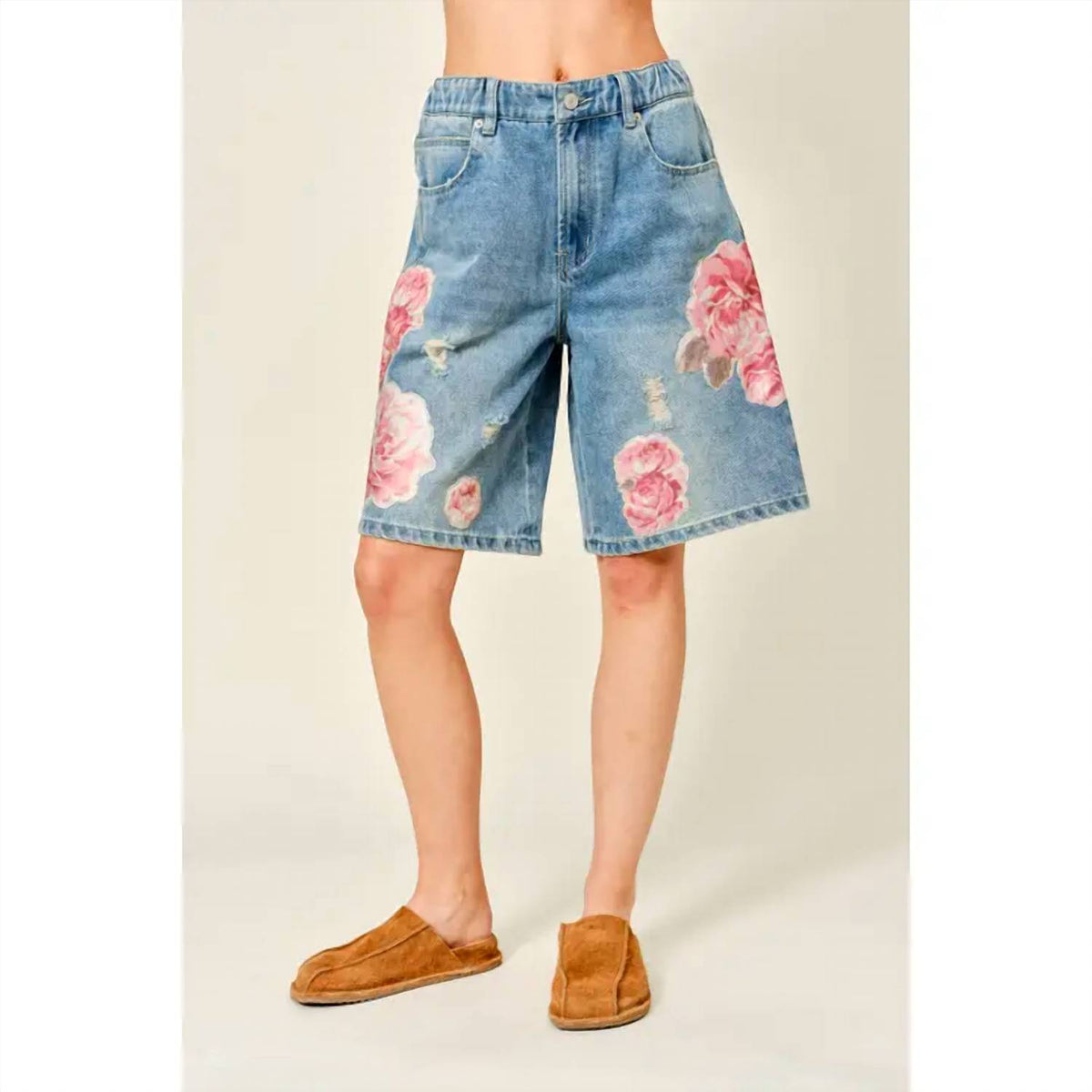 Aaron & Amber - Delilah Flower Patch Denim Bermudas