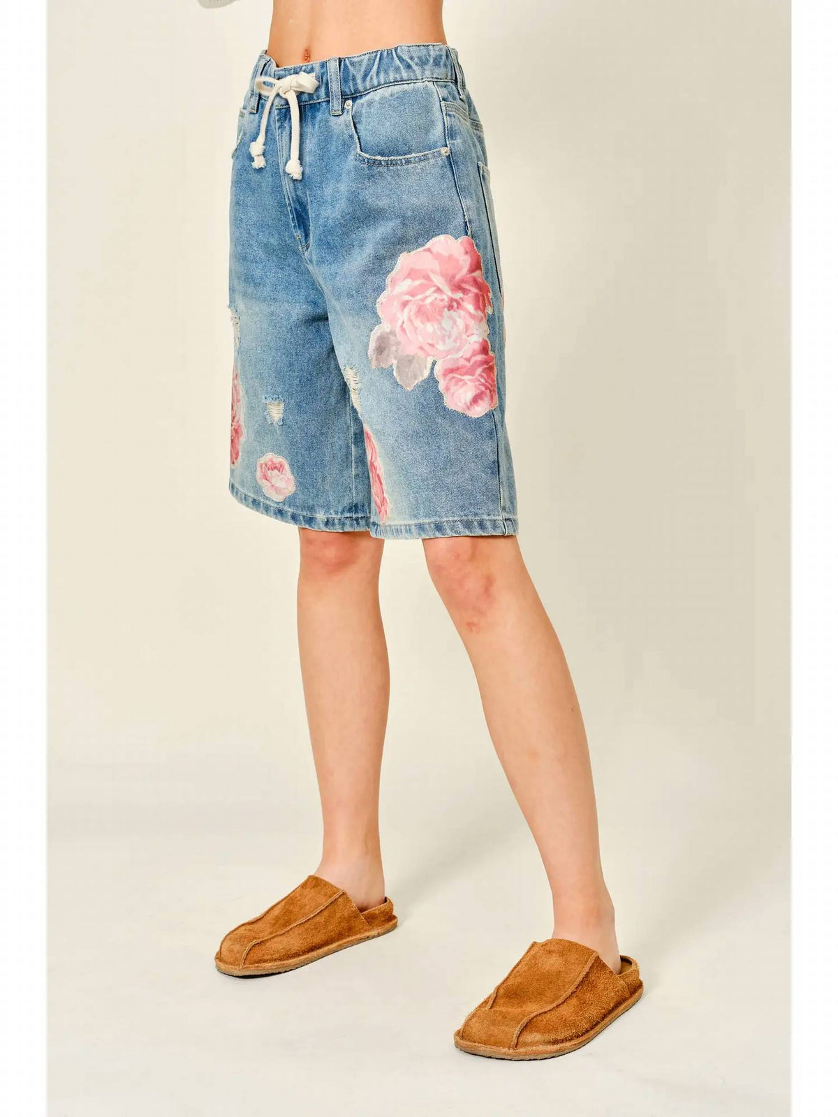 Aaron & Amber - Delilah Flower Patch Denim Bermudas