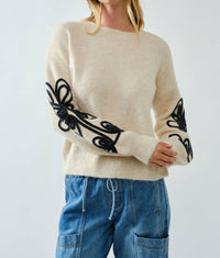Aaron & Amber - EMBROIDERED DETAIL PULLOVER SWEATER TOP