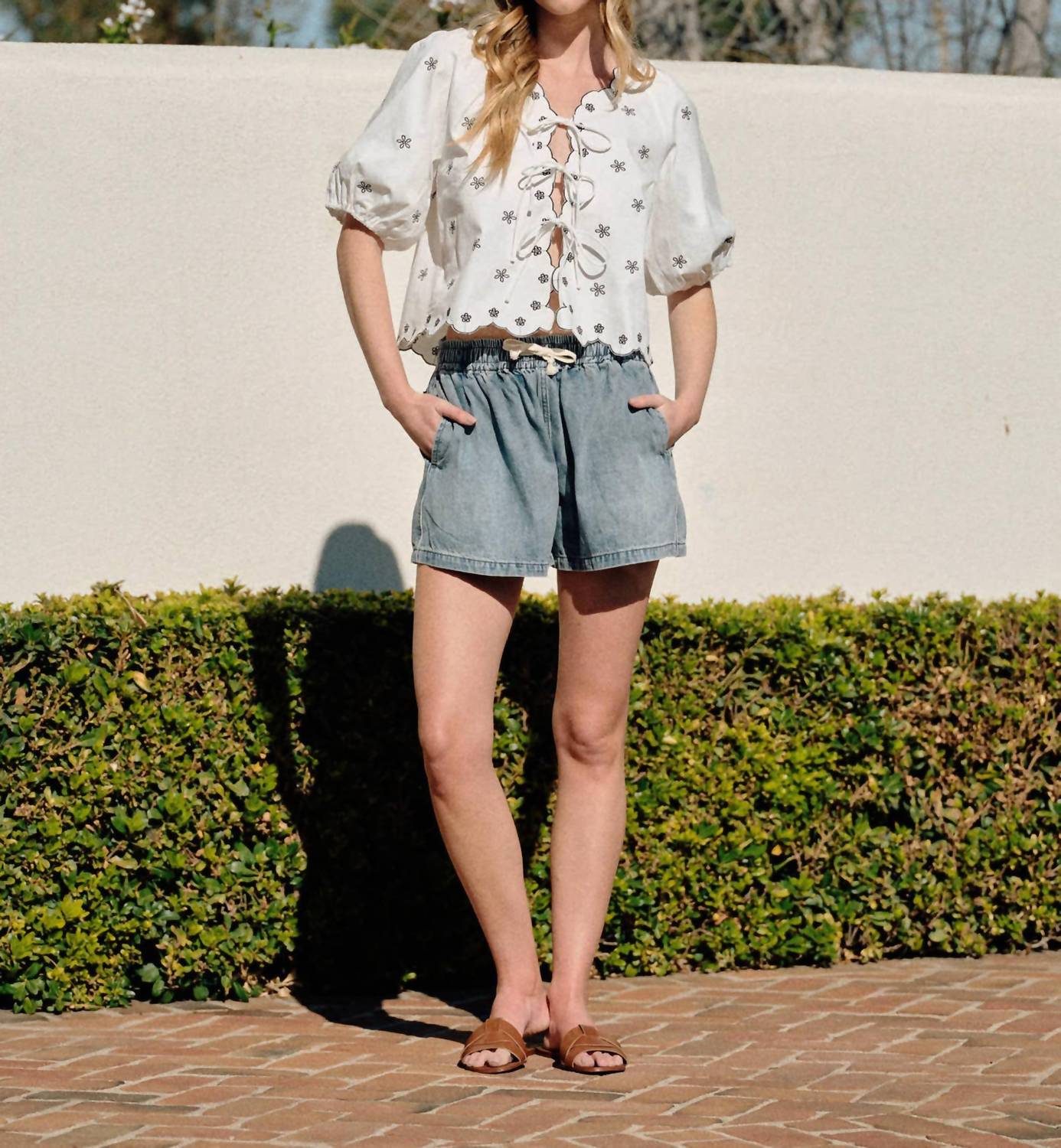 Aaron & Amber - Fleur Tie Top - blouses - clothing - cotton - blend