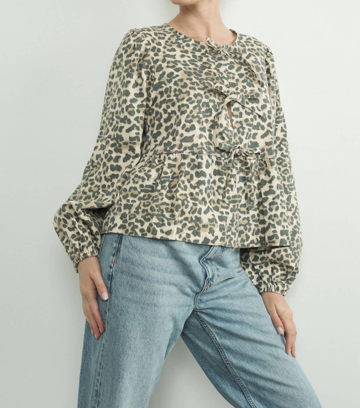 Aaron & Amber - Leopard Tie Front Blouse