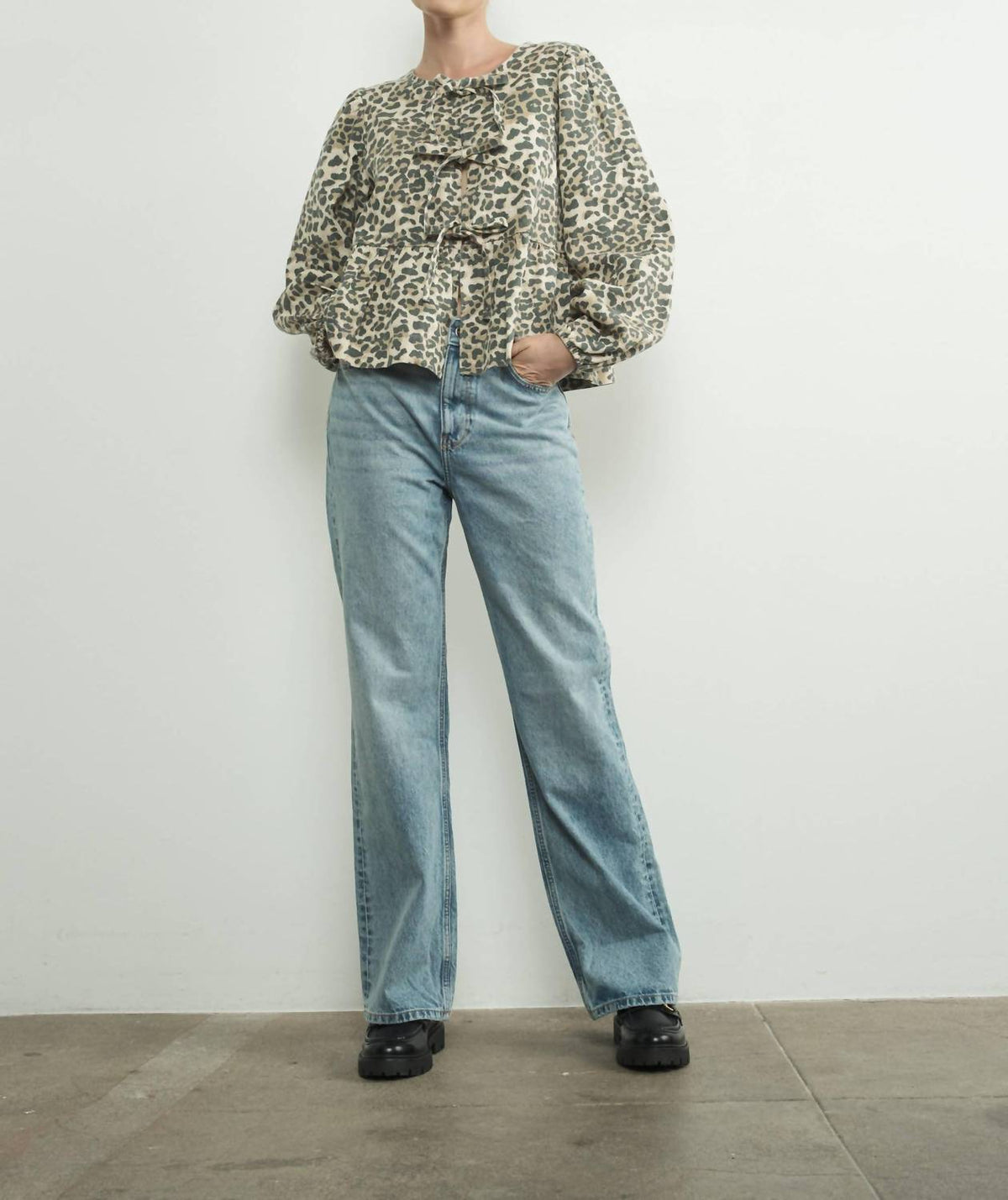 Aaron & Amber - Leopard Tie Front Blouse