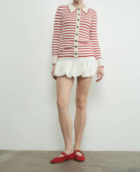 Aaron & Amber - STRIPE COLLAR CARDIGAN WITH EDGE STITCH