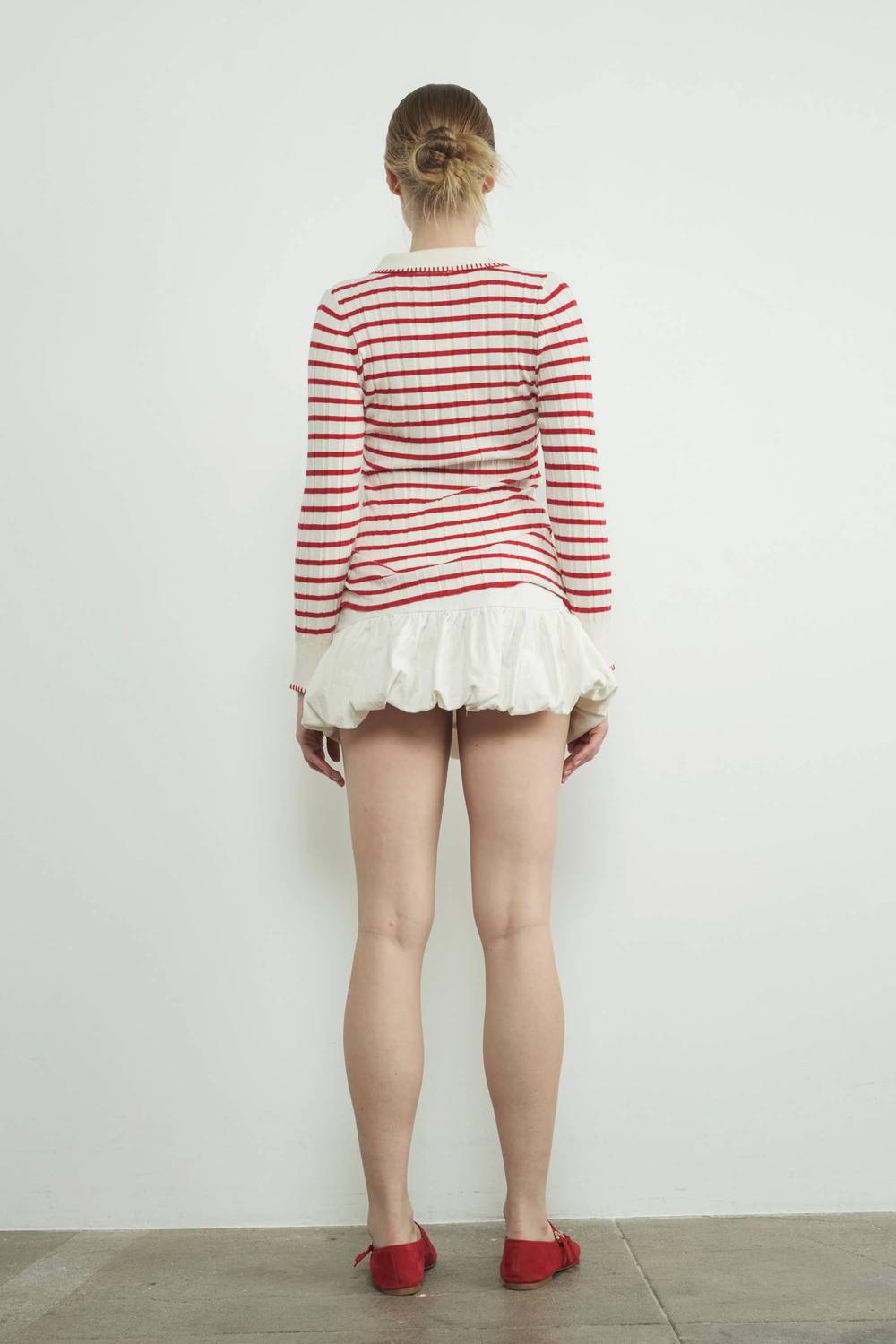 Aaron & Amber - STRIPE COLLAR CARDIGAN WITH EDGE STITCH