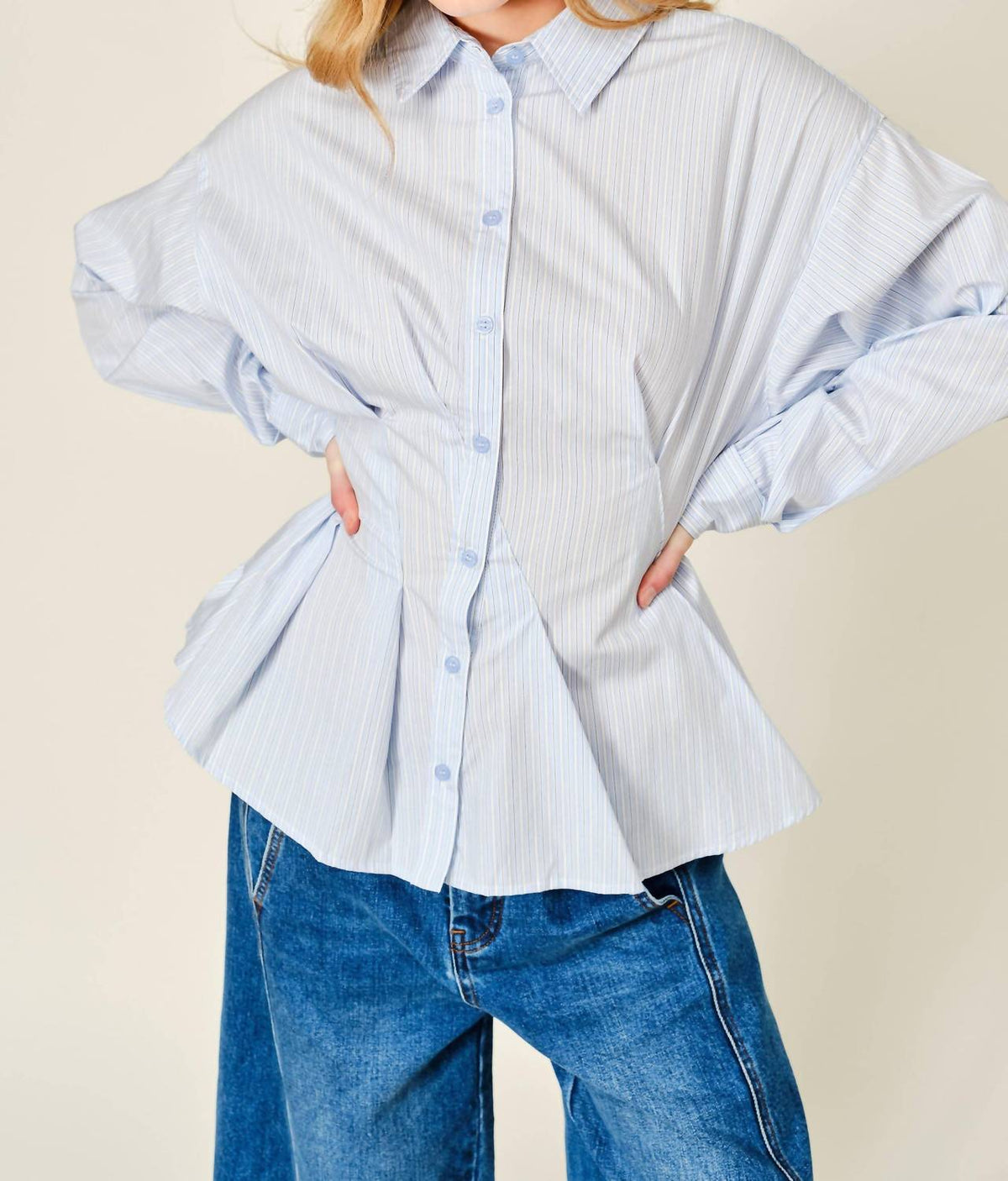 Aaron & Amber - Striped Button Down Shirt