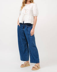 Aaron & Amber - Tie Front Peplum Blouse - blouses - clothing - cotton