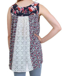 Umgee - Twin Print Lace Sleeveless Top