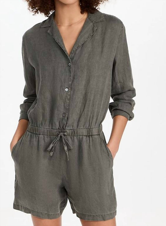 LINEN BUTTON FRONT ROMPER