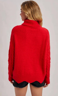 Bluivy - Turtleneck Scallop Hem Sweater
