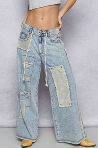 Pol - Patchwork Raw Edge Pants