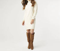 COCO + CARMEN Long Sleeve Mock Neck Sweater Dress in oatmeal - women's dress