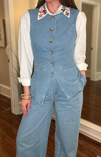 Beulahstyle - Button Detail Collar Button Down Shirt
