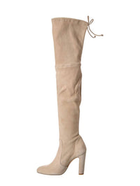 STUART WEITZMAN Women's Vidaland 100 Suede Over-the Knee Boot in tan - women's shoe - detail view