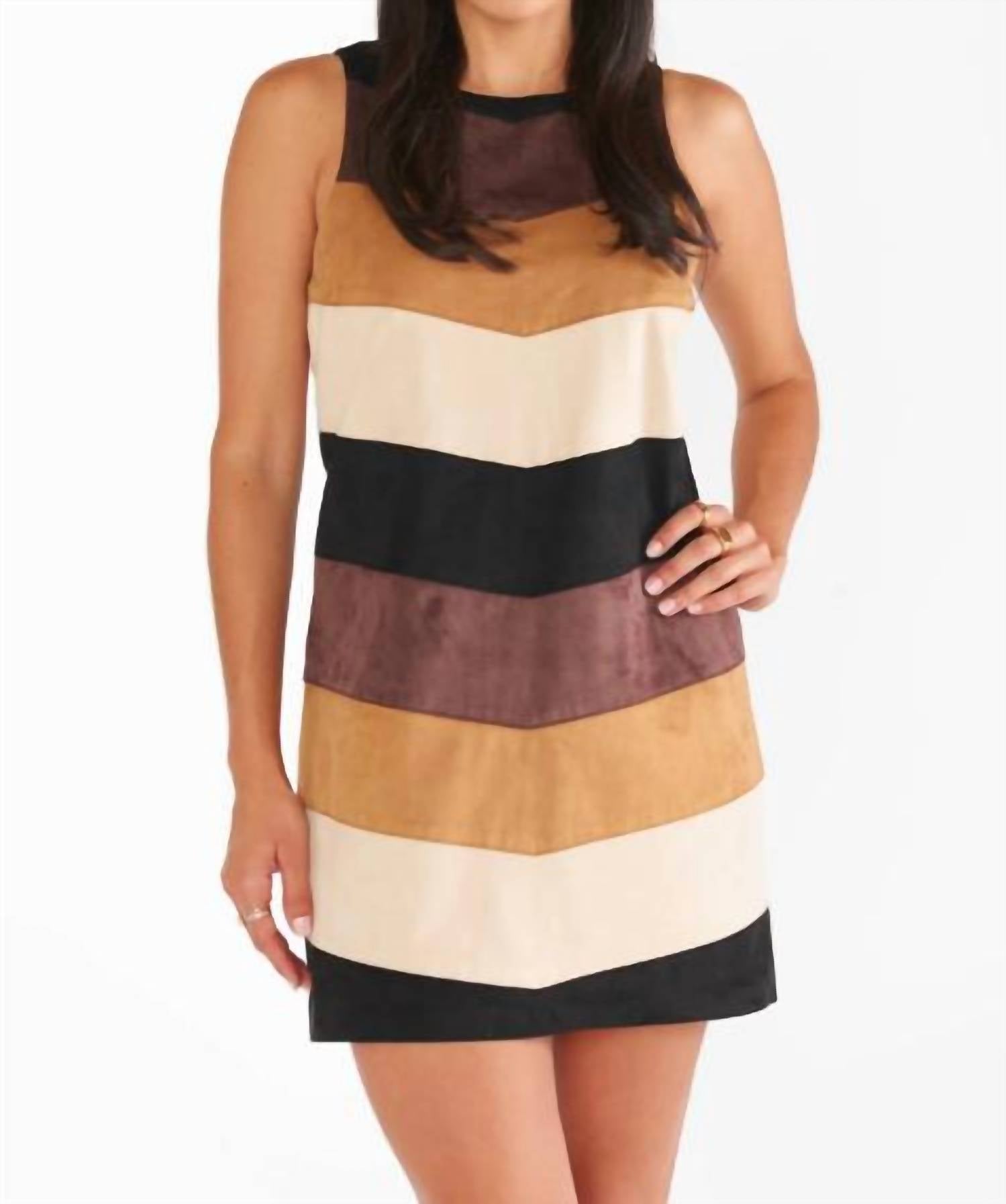 Mod Mini Dress Faux Suede Chevron