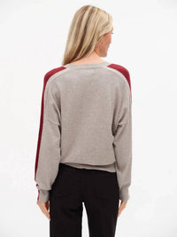 SIX/FIFTY Morgan Star Sweater in heather grey burgundy - women's sweater - alternate view