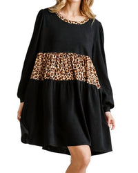 Umgee - Leopard Tiered Babydoll Dress