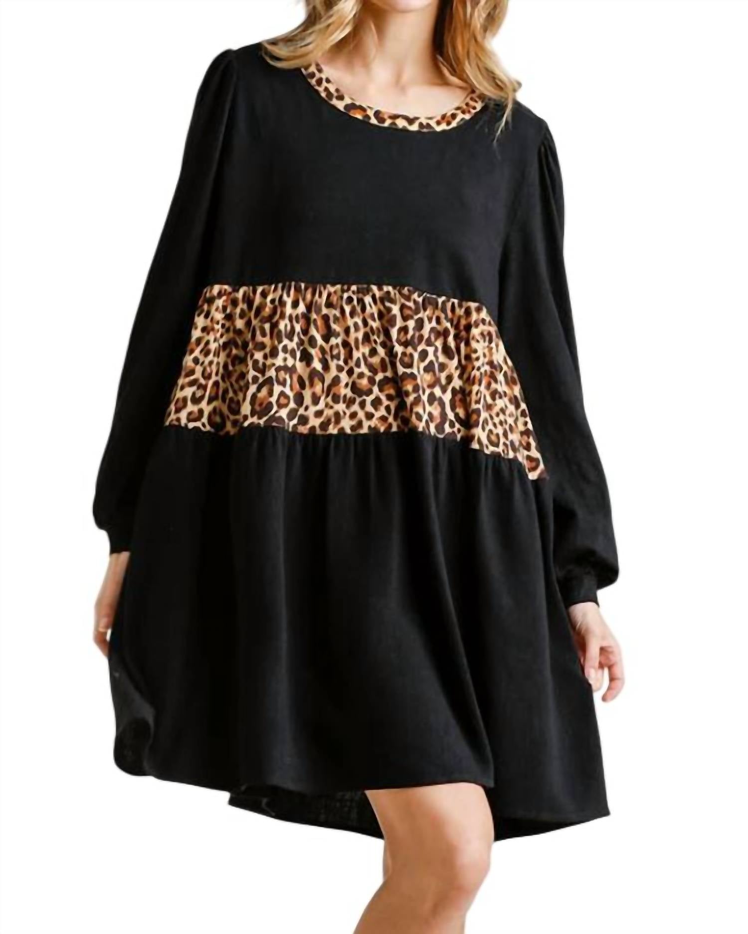 Umgee - Leopard Tiered Babydoll Dress