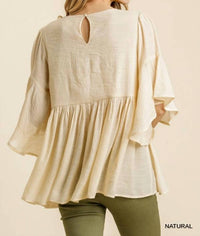 Umgee - Floral Embroidered Babydoll Top