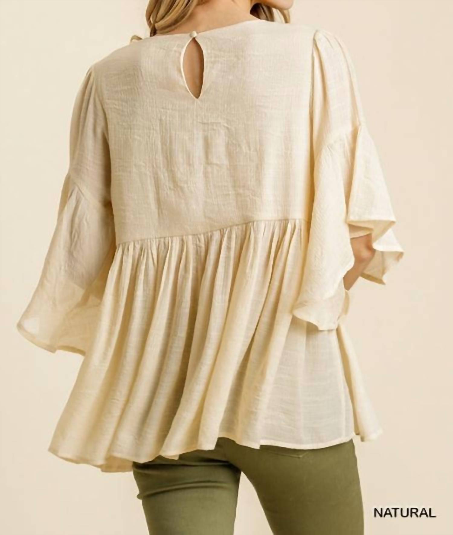 Umgee - Floral Embroidered Babydoll Top
