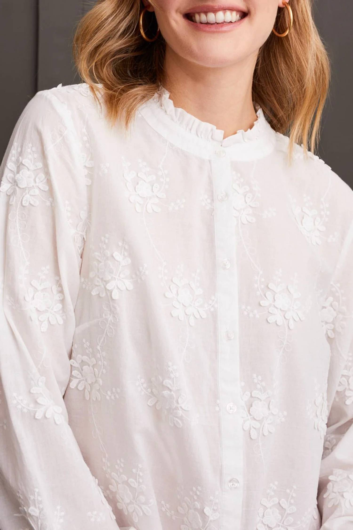 Tribal - Floral Applique Long Sleeve Top