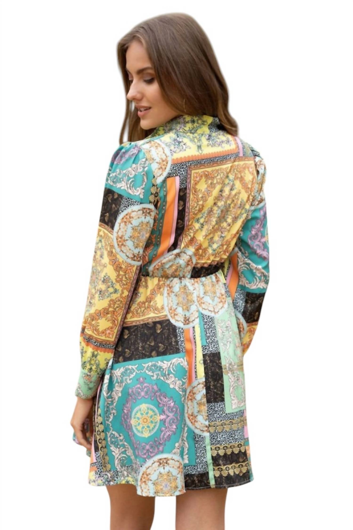 Venti6 - Ilaria High Neck Empire Waist Dress