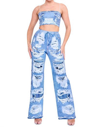 Her Bottari - Denim Illusion Pant Set