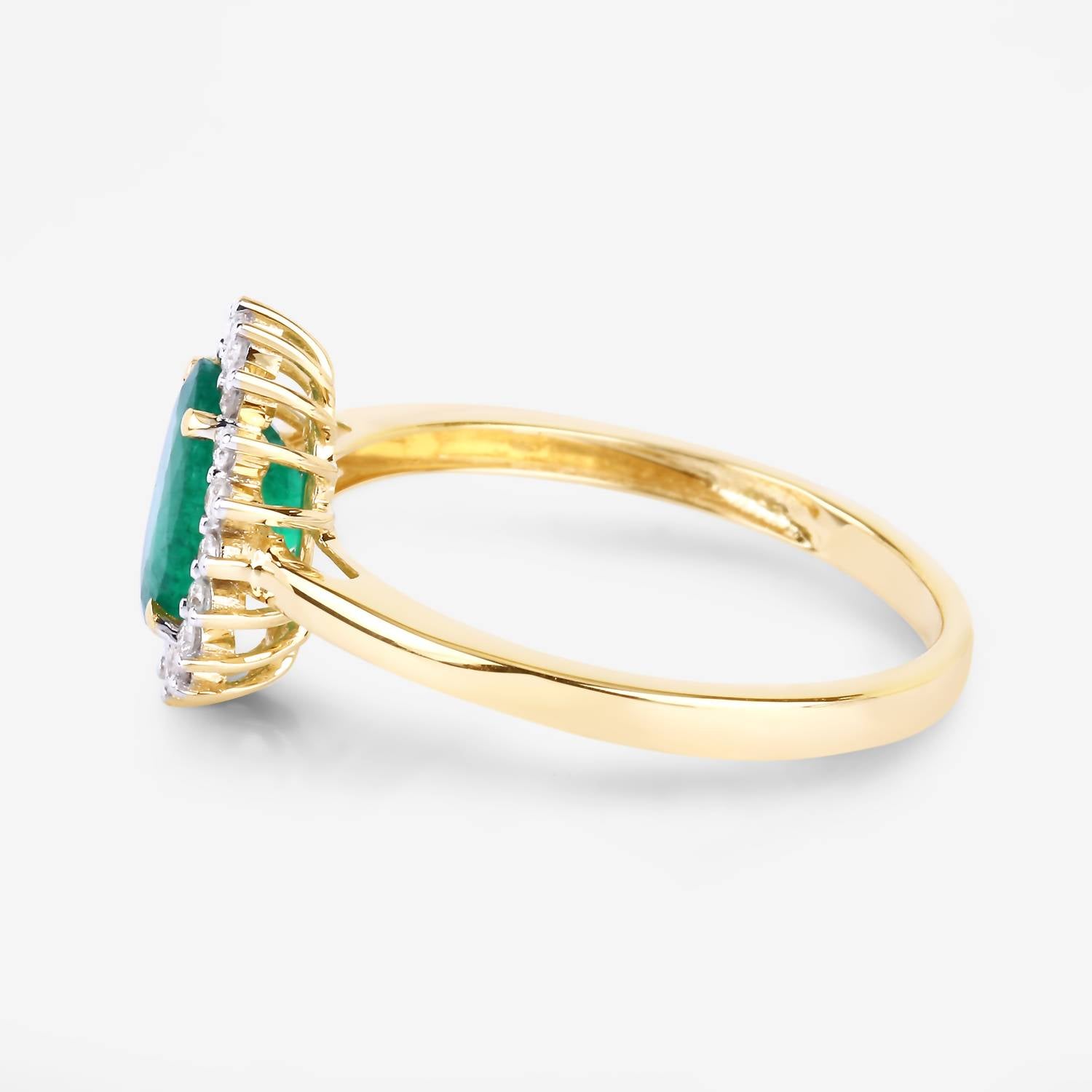 Diana M Jewels Women's Oval Natural Zambian Emerald Fashion Ring (1.37 Ct) - Petite in 14k yellow gold - women's jewelry - detail view