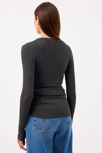 GOLDIE Margot Top in dark grey - women's long sleeve top - view 4