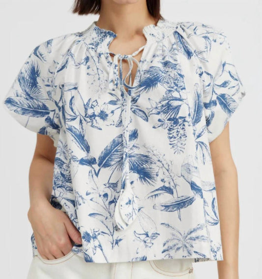 En Saison - Tropical Toile Smocked Top