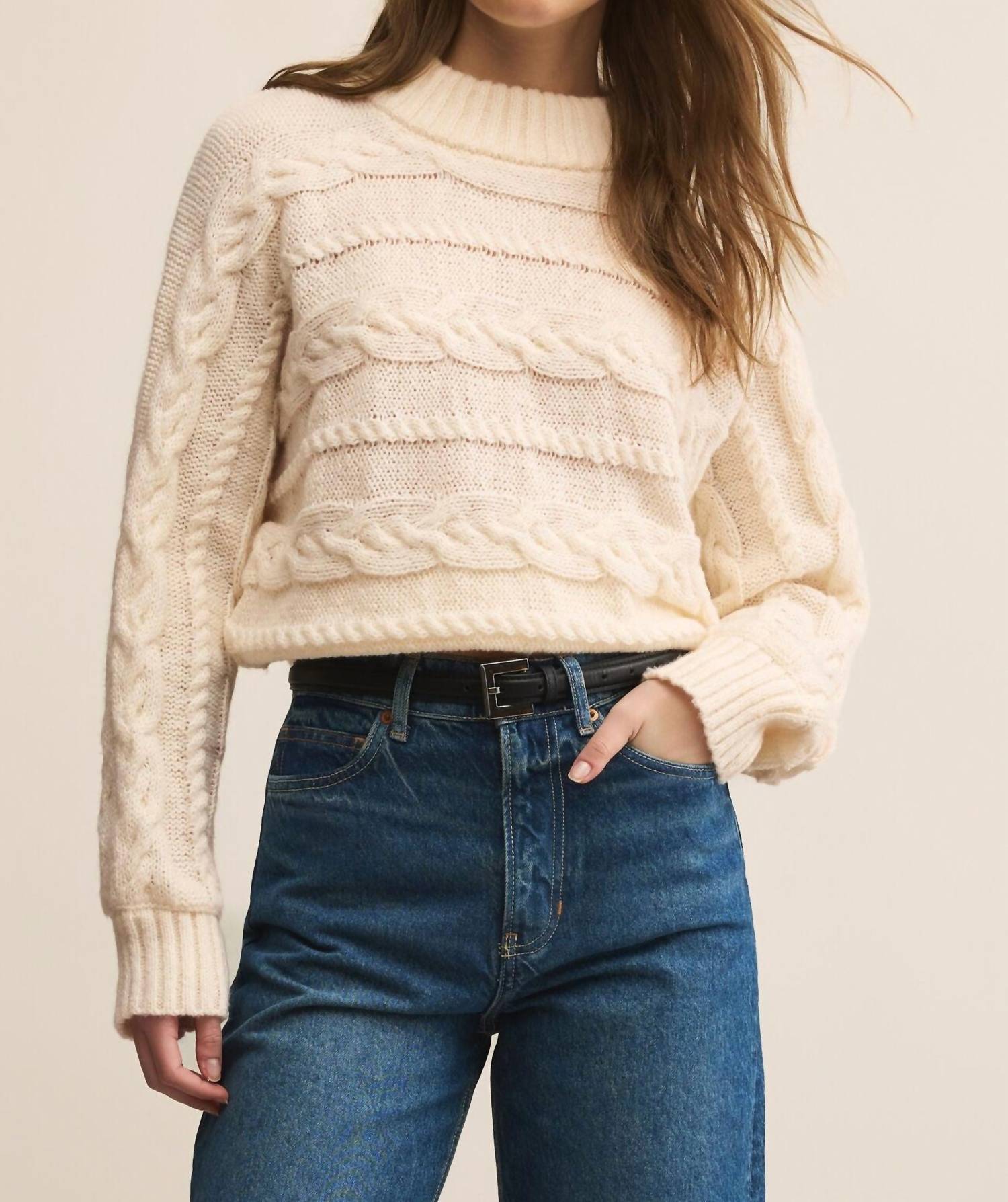 Z Supply Cento Cable Sweater in warm white 3 - women's sweater