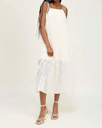 En Saison Sadie Pleated Embroidered Maxi Dress in white - women's dress - view 4