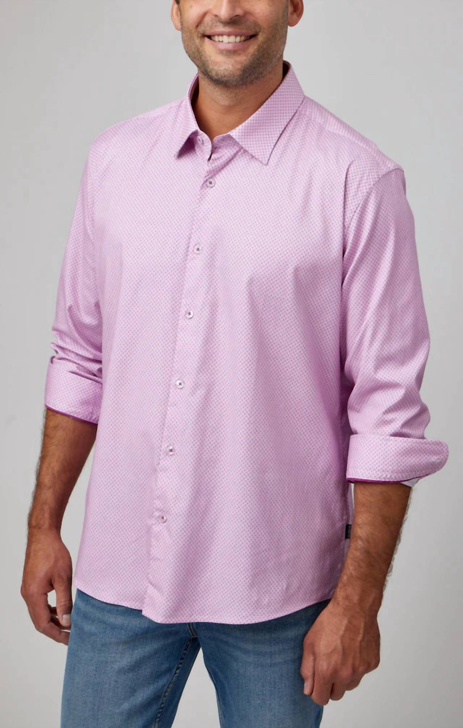 Stone Rose - Micro Dot Long Sleeve Woven Shirt