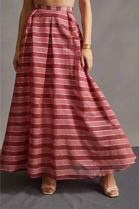 Eva Franco - Golden Cranberry Stripes Maxi Skirt