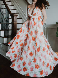 The Clothing Company - Front Pleats Detail Maxi Flower Dress