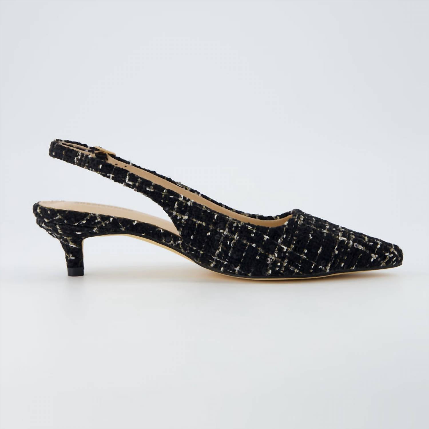 Cushionaire - Women's Buzz Kitten Heel Sling Back Tweed Dress Shoe