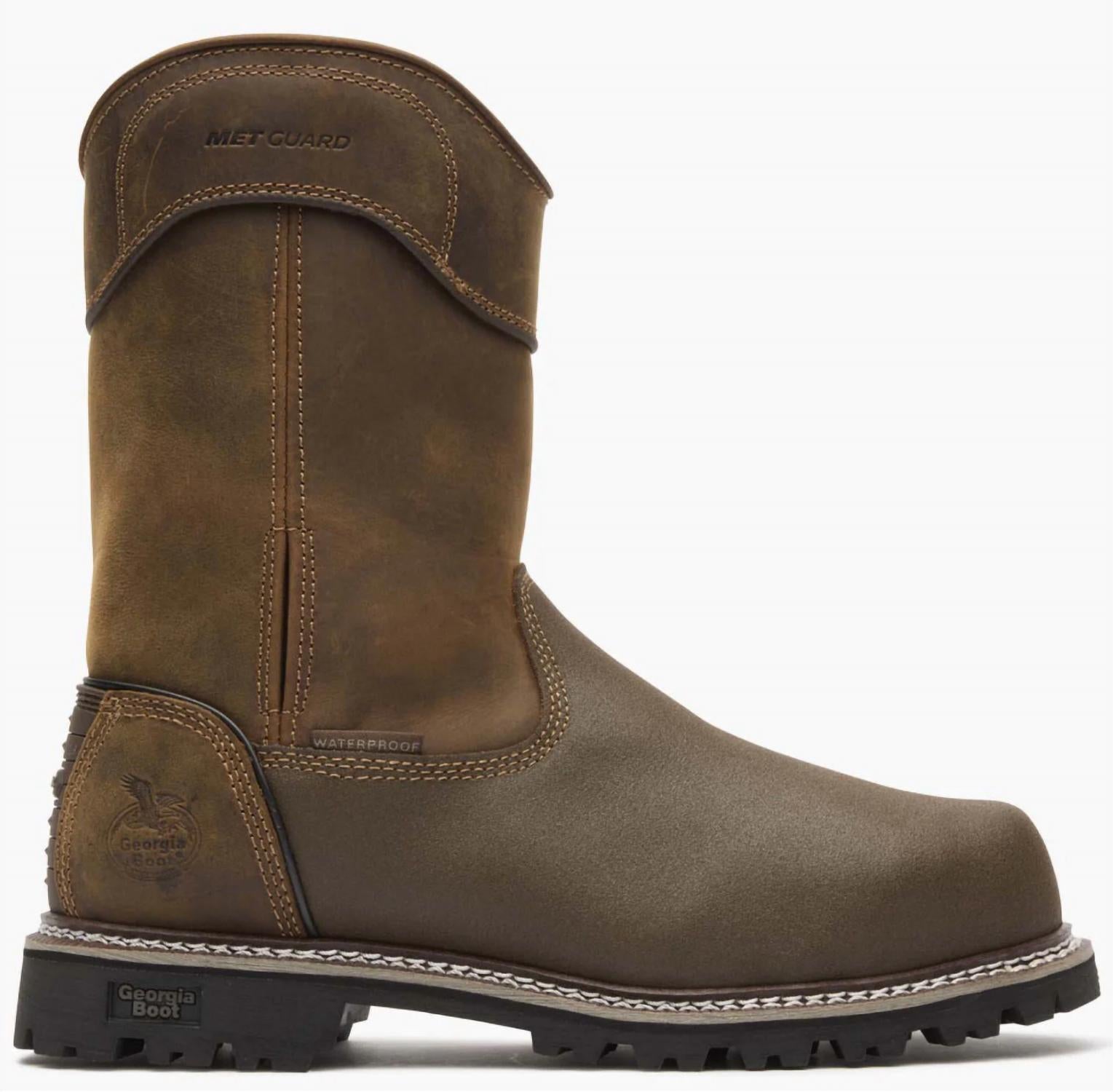 Georgia Boot Men's Brute Met Guard Composite Toe Waterproof Pull-On Boot in brown - men's boots