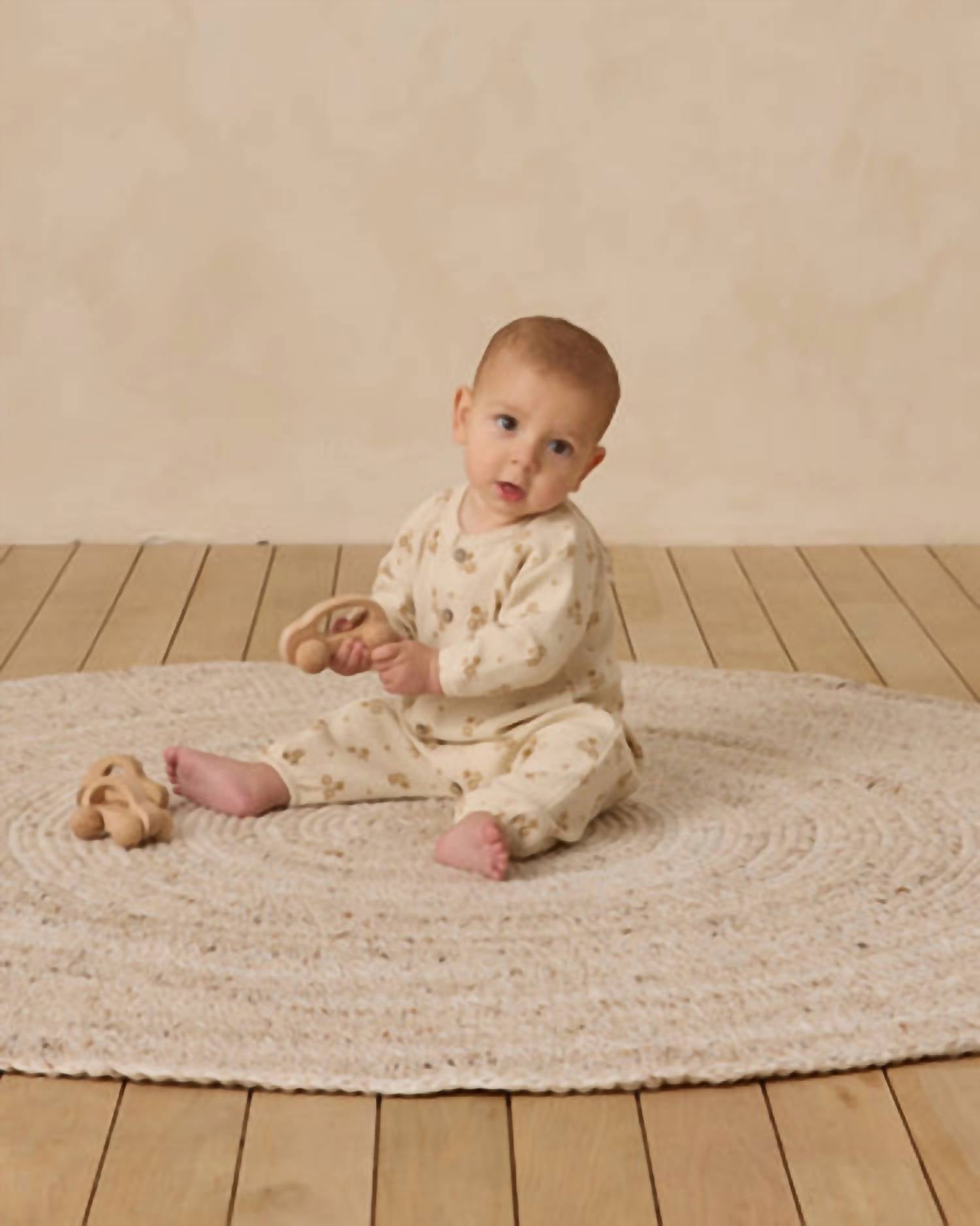 Quincy Mae Kid's Waffle Long Sleeve Jumpsuit in marigold - kids' item