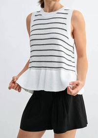Fun 2 Fun - Striped Knitted Peplum Top