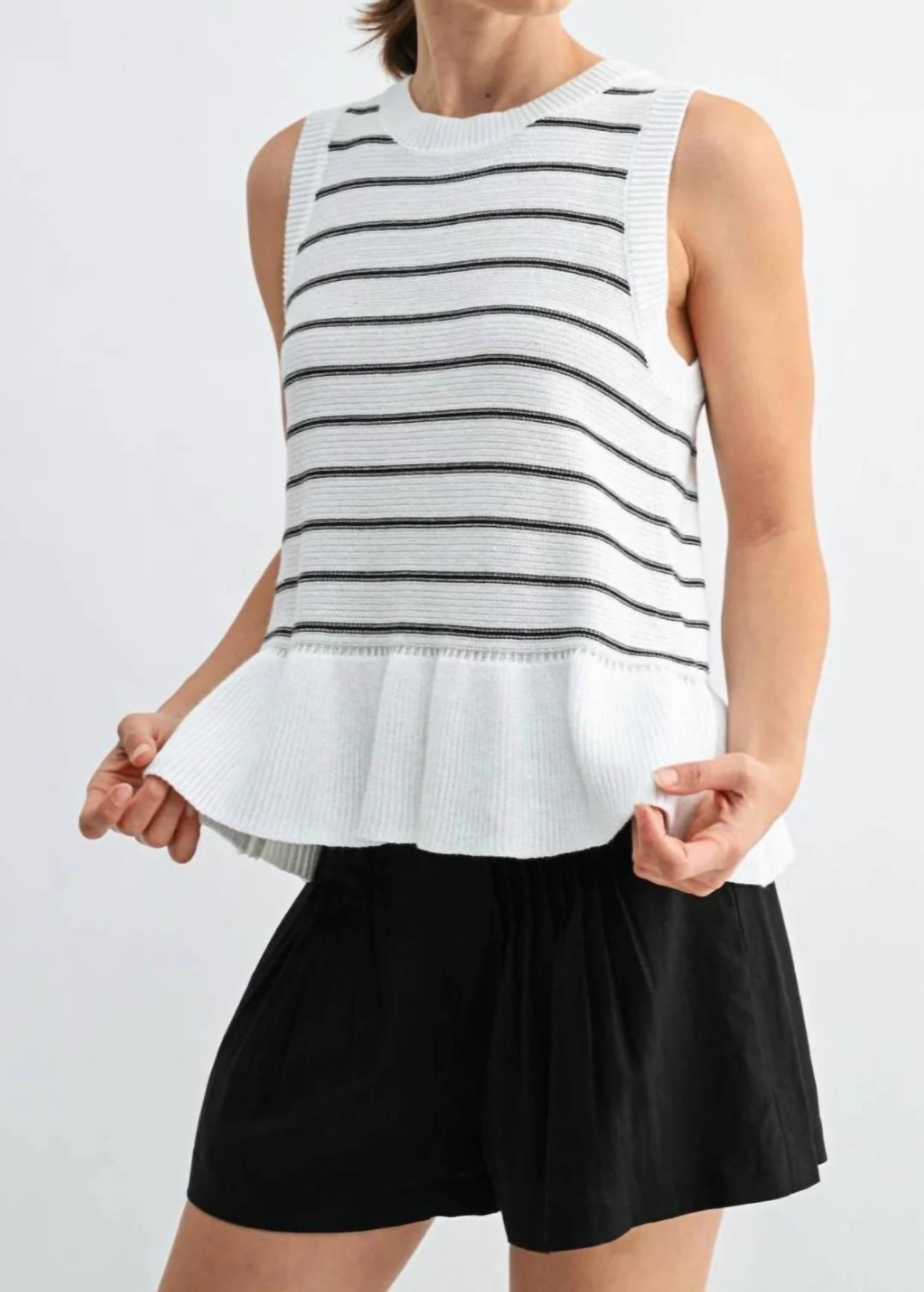 Fun 2 Fun - Striped Knitted Peplum Top