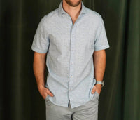 Stone Rose - Men's Buonasera Geo Print Linen Shirt