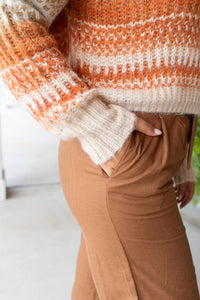SAGE+FIG Sophisticated Stride Tie-Waist Trousers in brown - women's pants - detail view