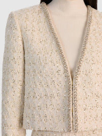 alice + olivia Kidman Embellished Tweed Jacket in natural - women's jacket - view 5