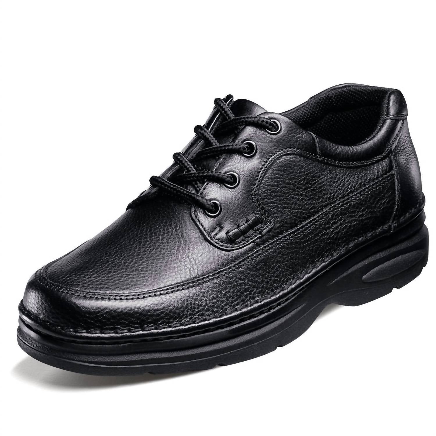 Nunn Bush Men's Cameron Shoe in black tumble - men's shoe - detail view