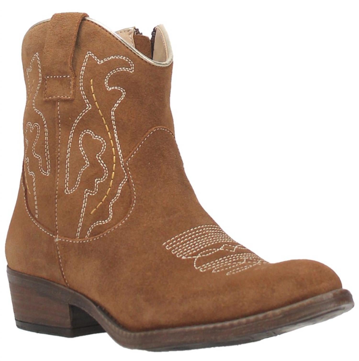 Dingo Women's Daisy Mae Western Ankle Boot in brown - women's shoe - detail view