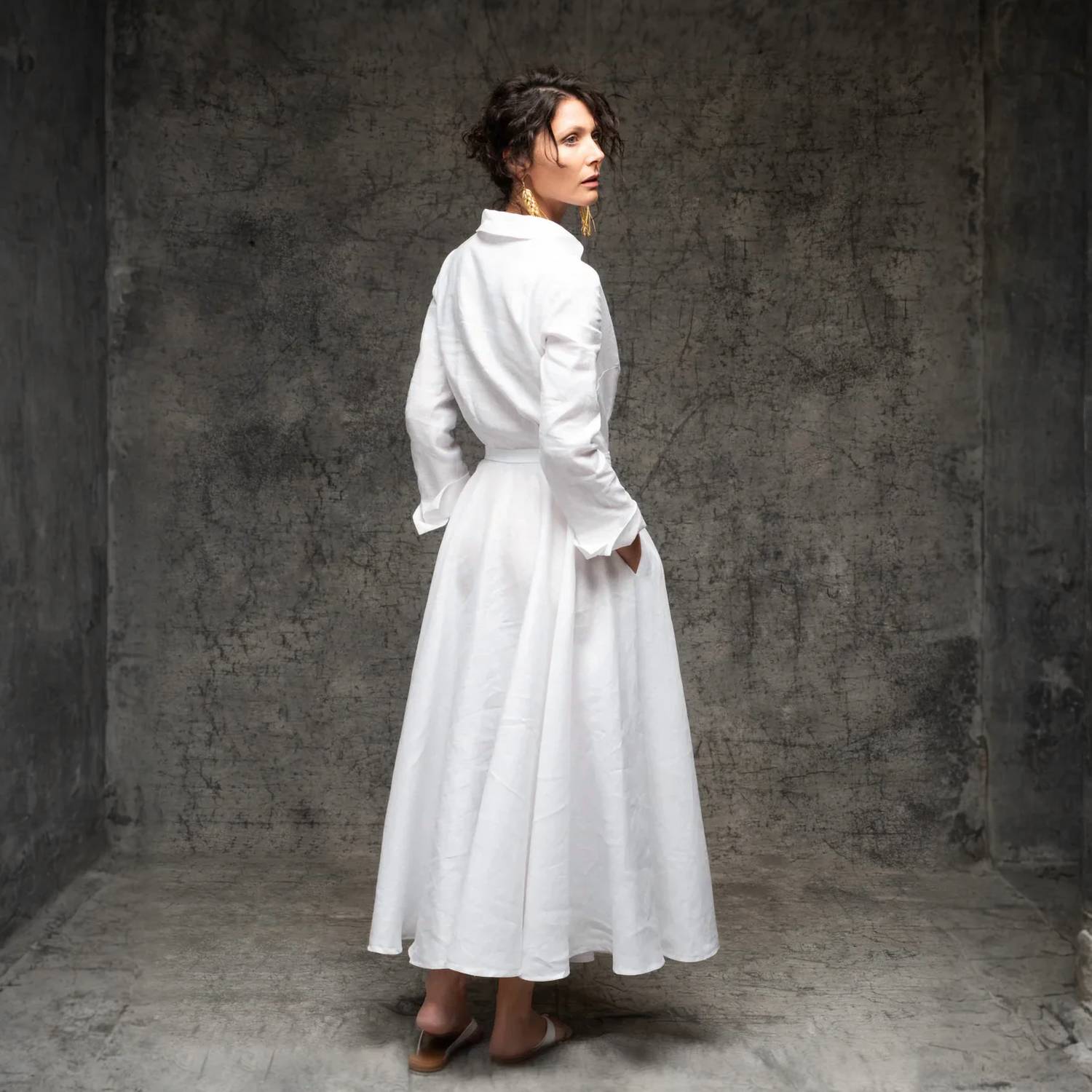 Maison Zoulias - Stella Linen Shirt Midi Dress