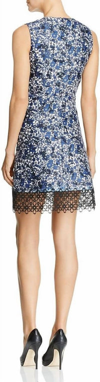 Elie Tahari - Women's Sleeveless Zipper Back A Line Floral Burnout Crochet Dress