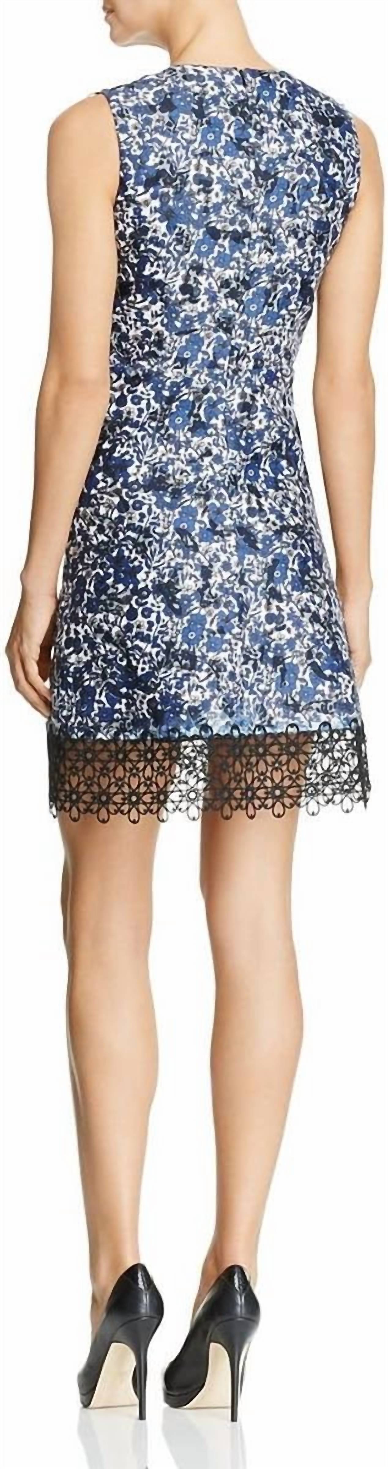 Elie Tahari - Women's Sleeveless Zipper Back A Line Floral Burnout Crochet Dress